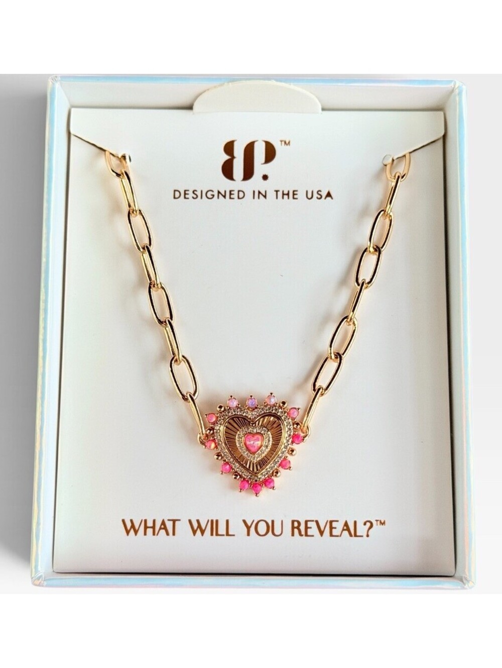 Bomb Party October Bracelet "Fully Booked" Pink Fire Opal on Yellow Gold Heart